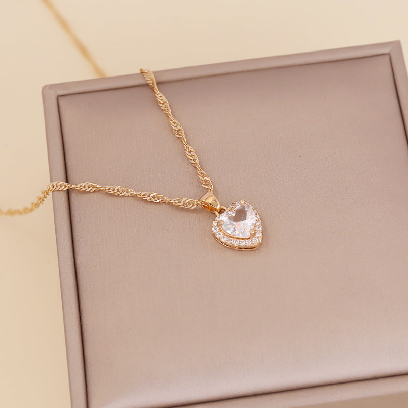 Wholesale Multicolor Love Zircon Necklace Clavicle Chain